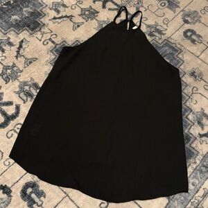 ANN TAYLOR LOFT BLACK HIGH NECK SILKY LIGHTWEIGHT RACERBACK SLIP CAMISOLE TOP